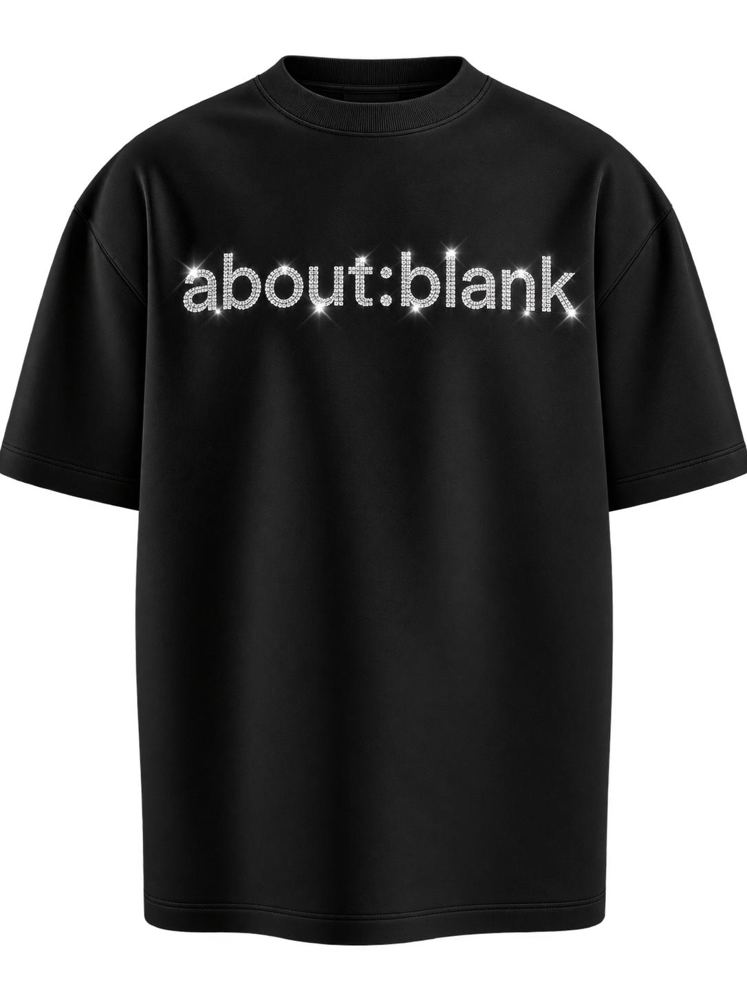 About:Blank Rhinestone Oversized Unisex T-Shirt – Black - Image 1