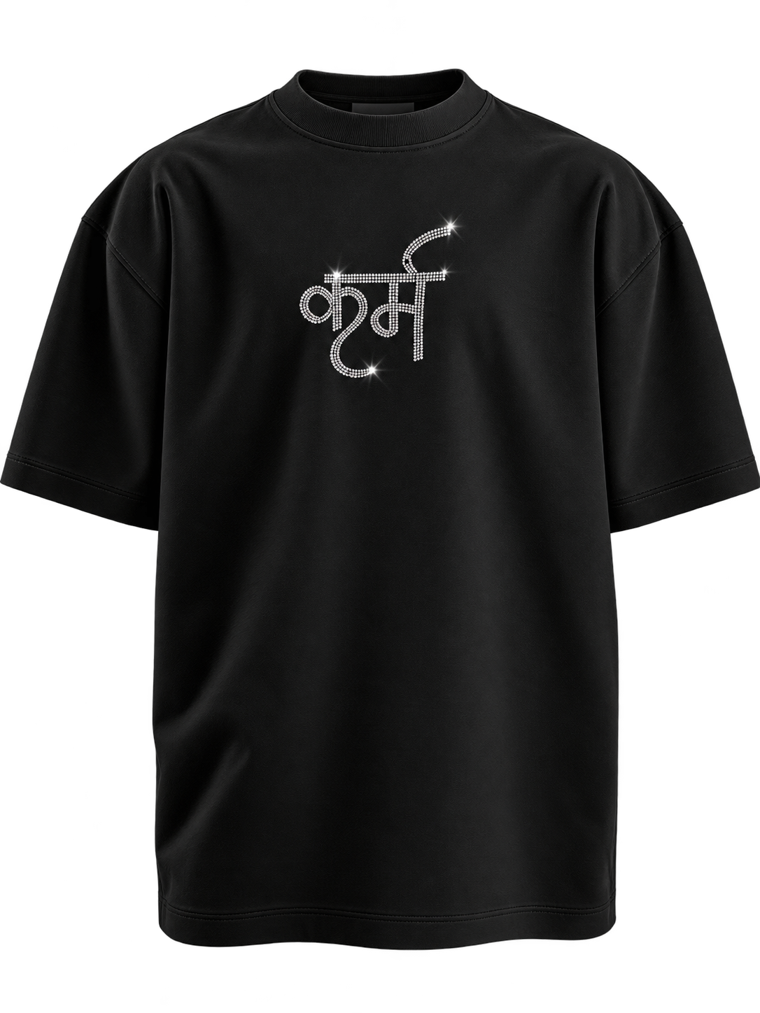 KARM Crystal Rhinestone Oversized Tee – Black Edition - Image 1