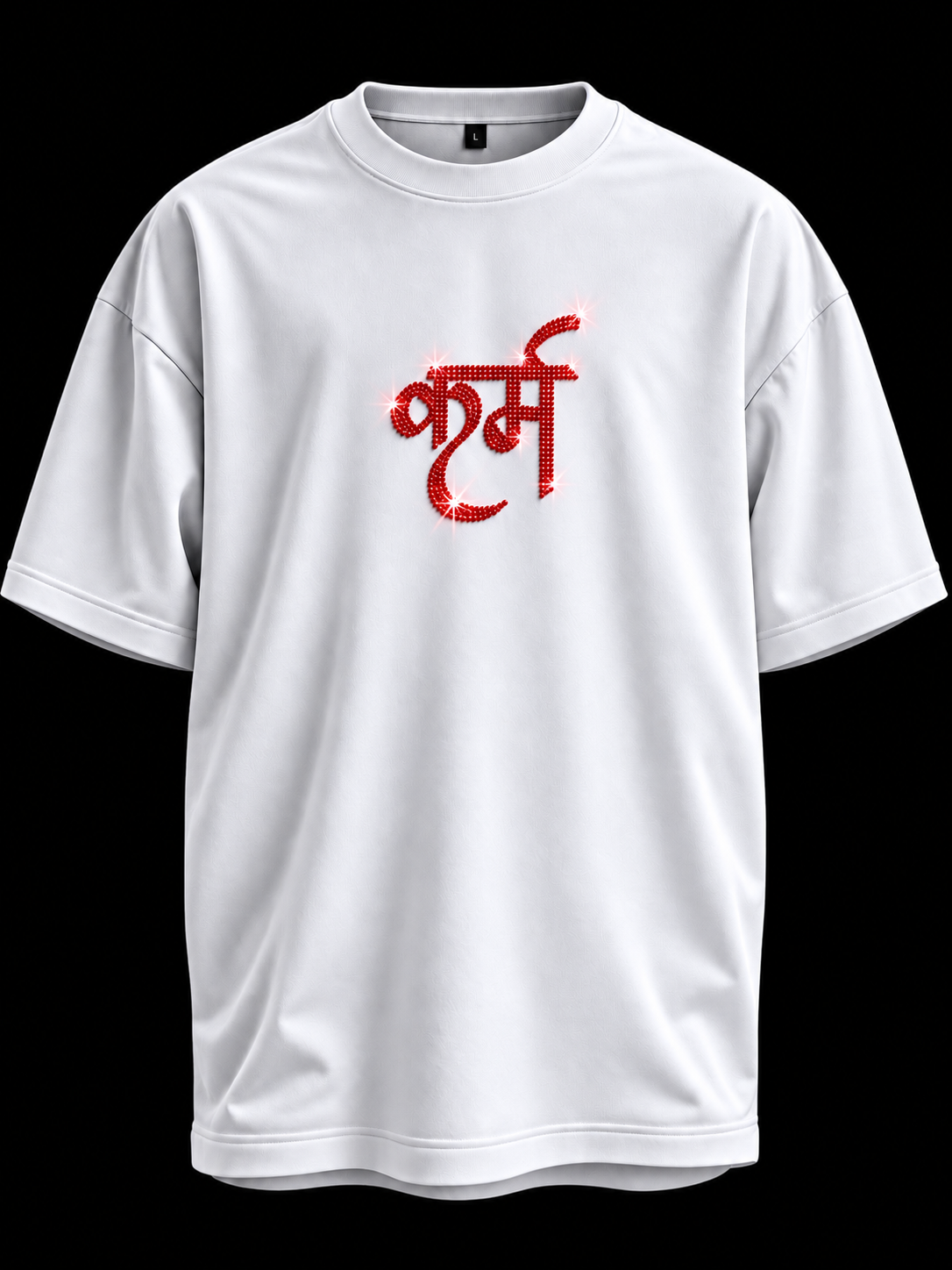 KARM Rhinestone Oversized Tee – White Edition - Image 1