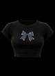 Crystal Bow Rhinestone Baby Tee – Black