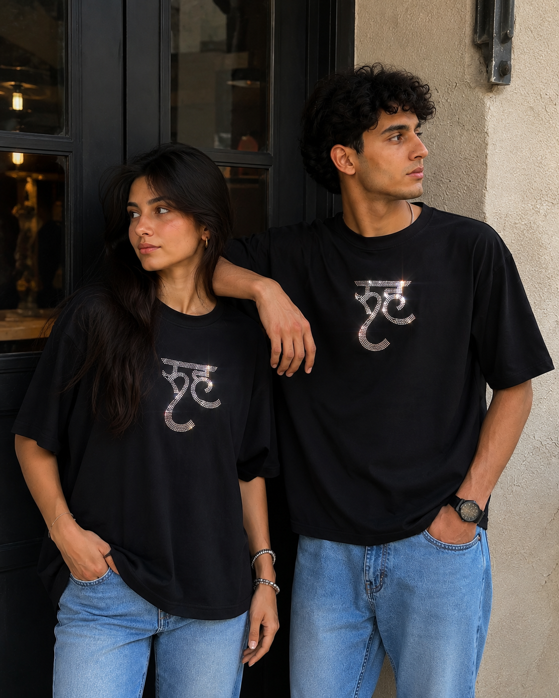 Luxury RUH Rhinestone Oversized Black T-Shirt