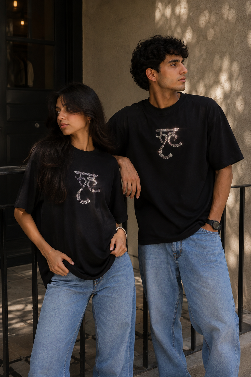 Luxury RUH Rhinestone Oversized Black T-Shirt