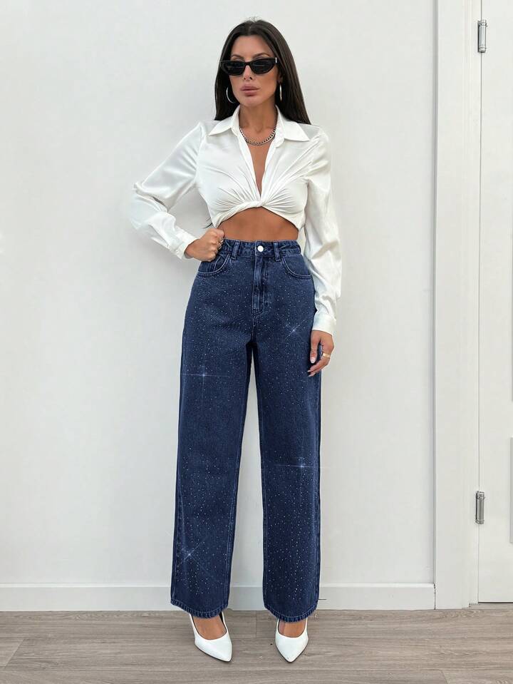 Dark Blue Party Wear Jeans For Women