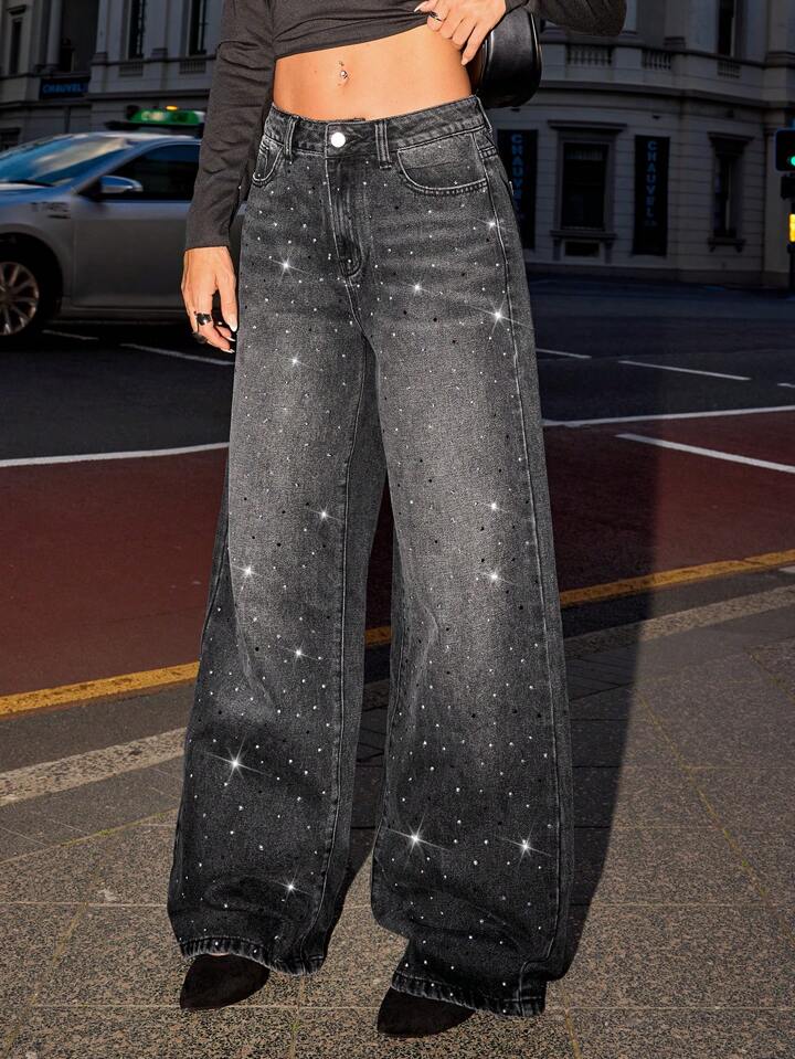 Midnight Sparkle Low-Rise Black Jeans