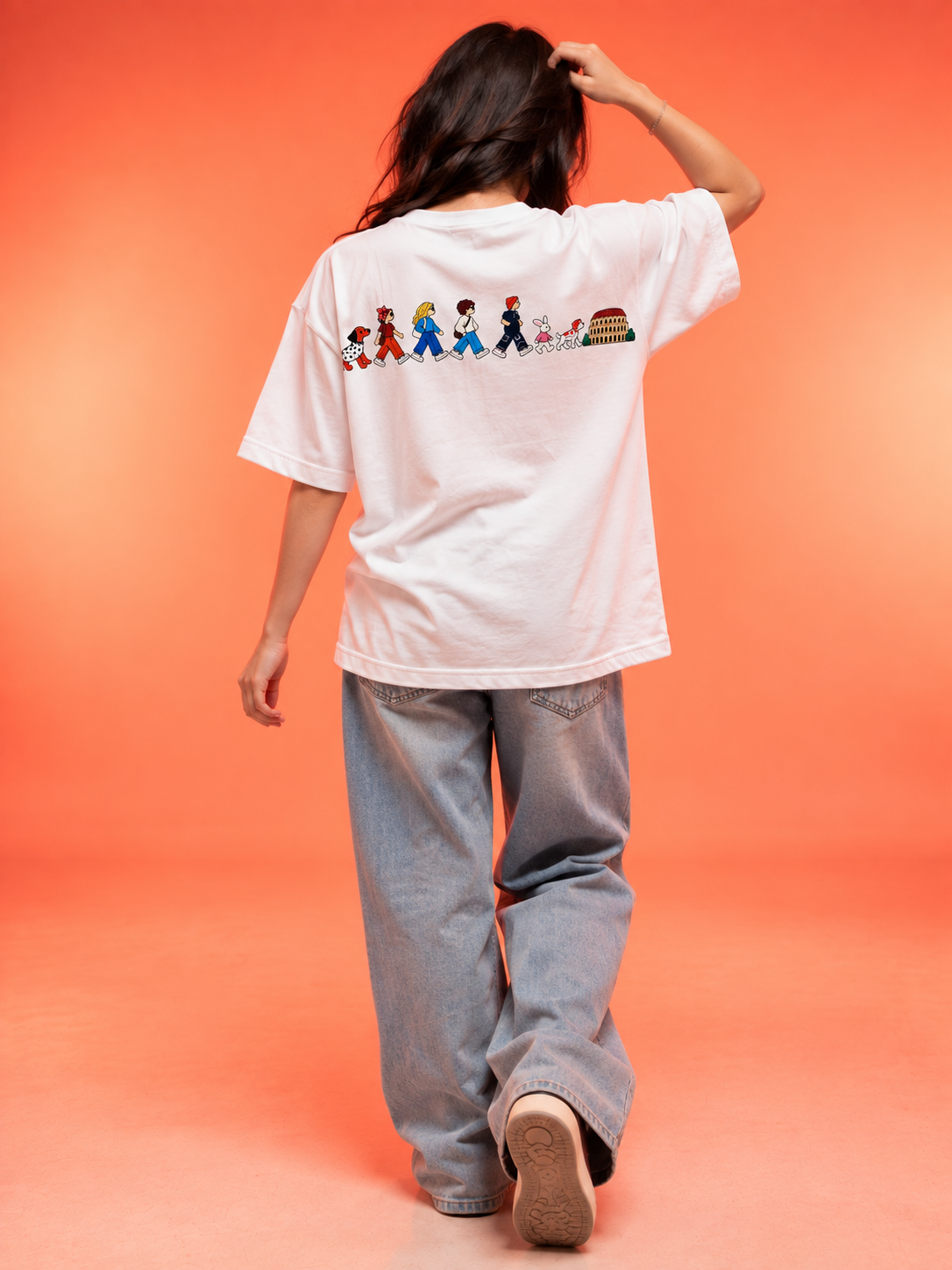 Travel Story Graphic Oversized T-Shirt - White - Image 5