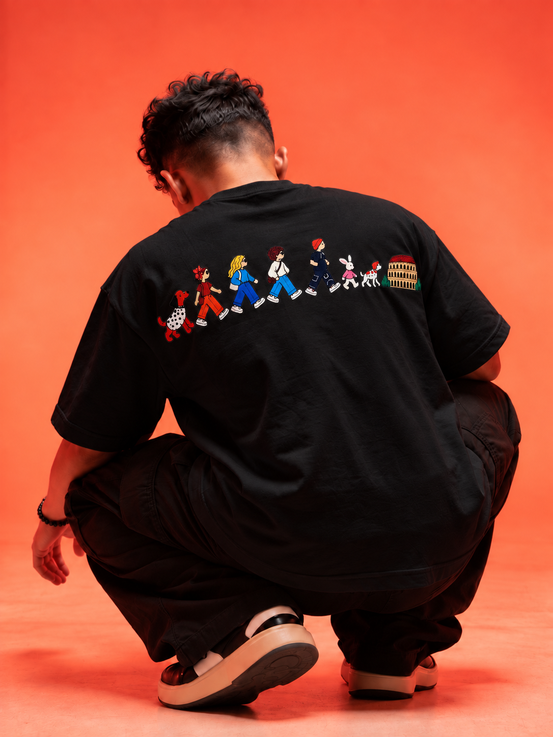Travel Story Graphic Oversized T-Shirt - Black - Image 10