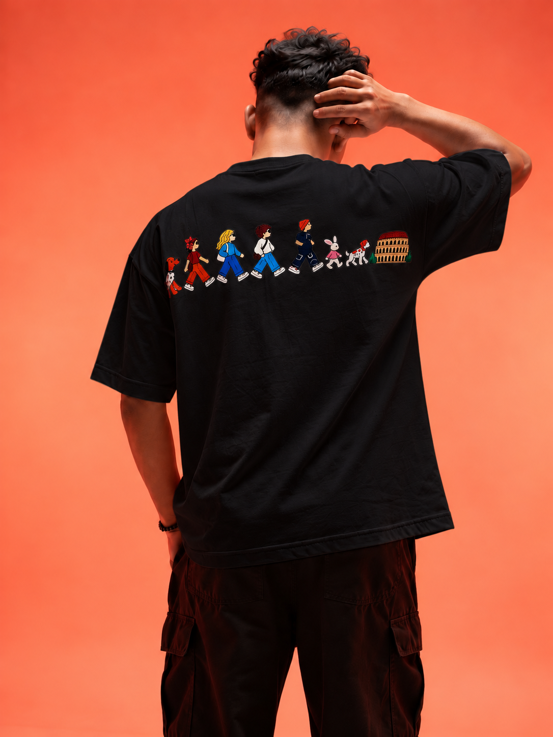 Travel Story Graphic Oversized T-Shirt - Black - Image 9
