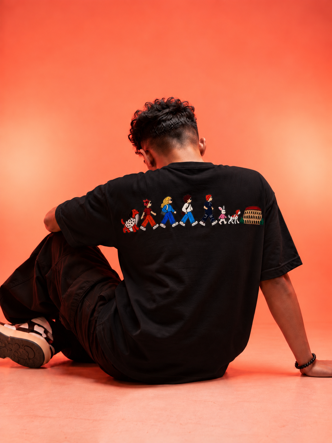 Travel Story Graphic Oversized T-Shirt - Black - Image 8