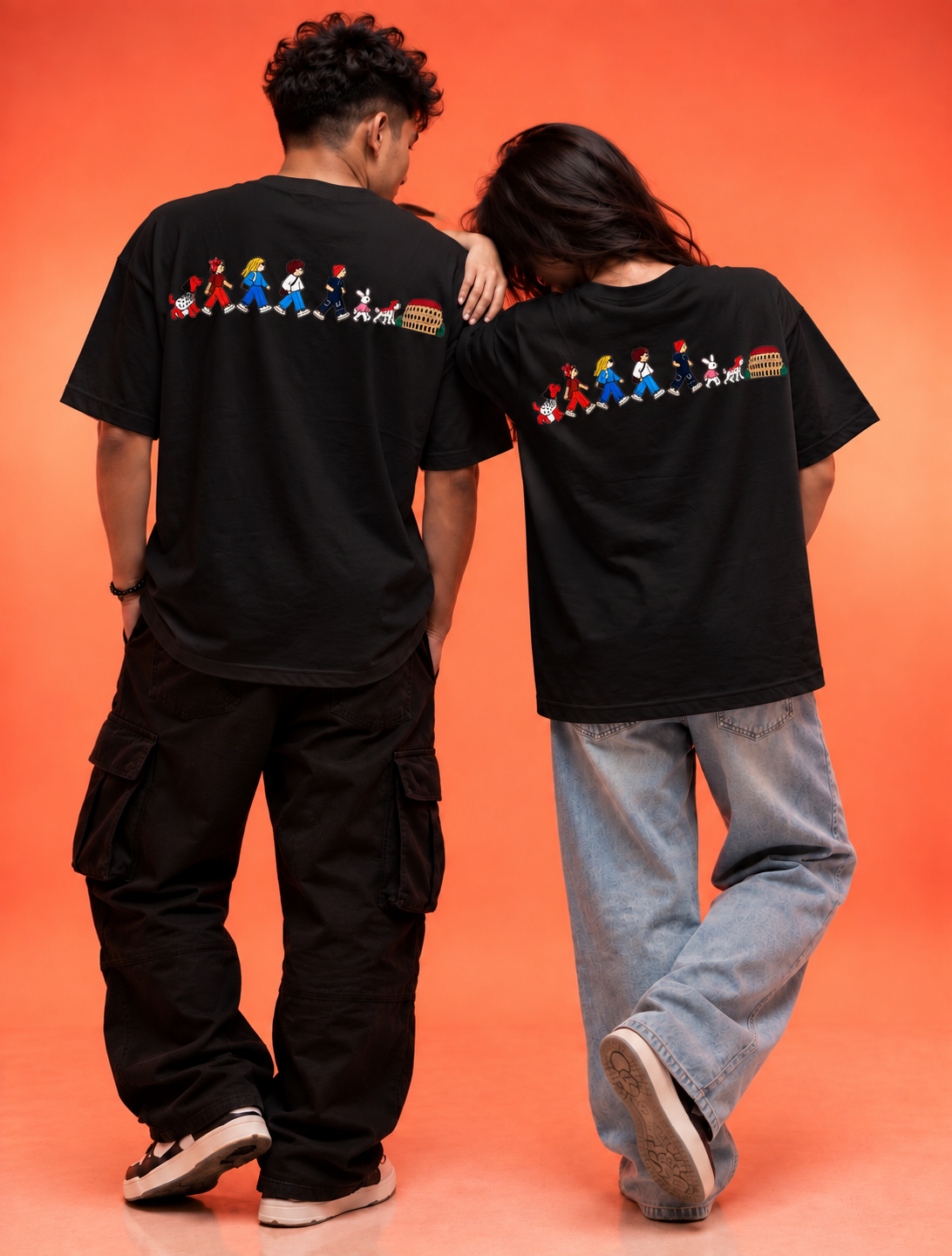 Travel Story Graphic Oversized T-Shirt - Black - Image 2