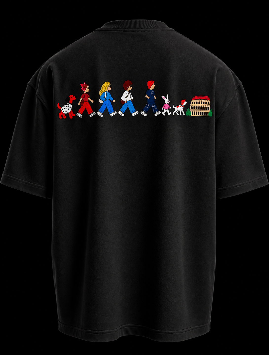 Travel Story Graphic Oversized T-Shirt - Black - Image 1