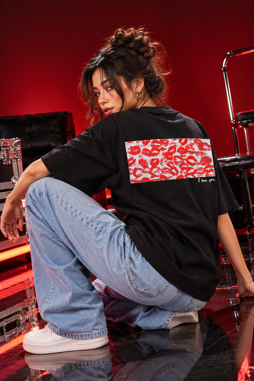 Love Affair Oversized T-Shirt – Black - Image 8