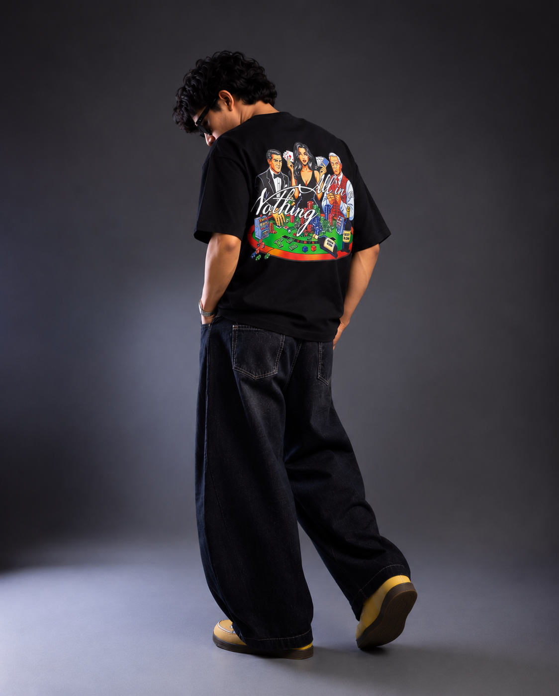 All In Or Nothing Oversized Graphic T-Shirt – Black - Image 4