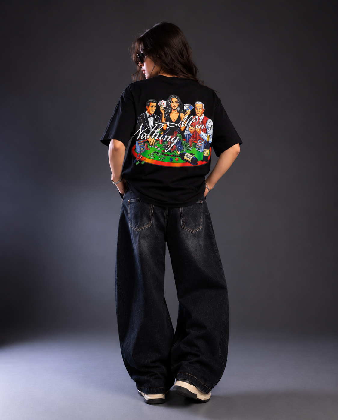 All In Or Nothing Oversized Graphic T-Shirt – Black - Image 8