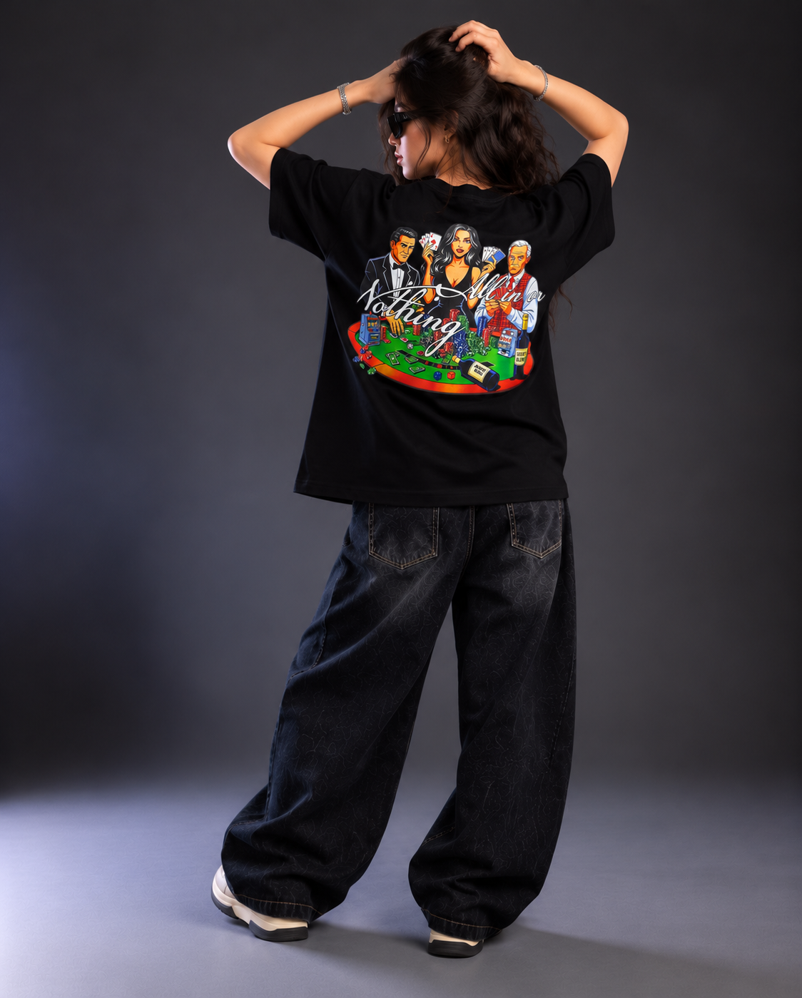 All In Or Nothing Oversized Graphic T-Shirt – Black - Image 3
