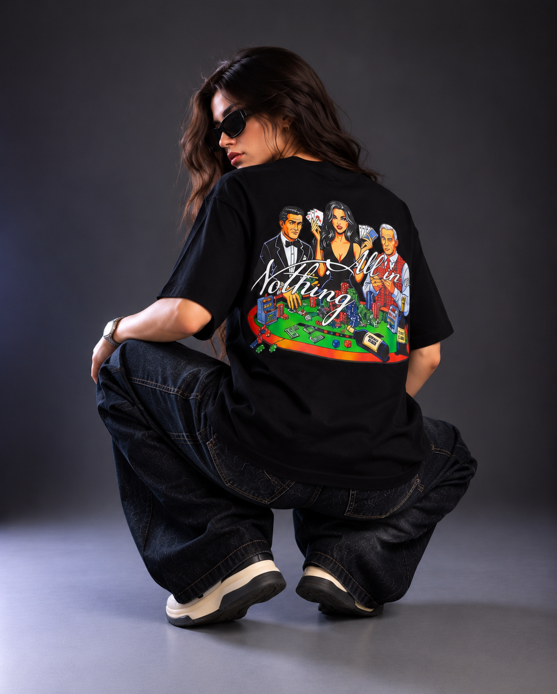All In Or Nothing Oversized Graphic T-Shirt – Black - Image 5
