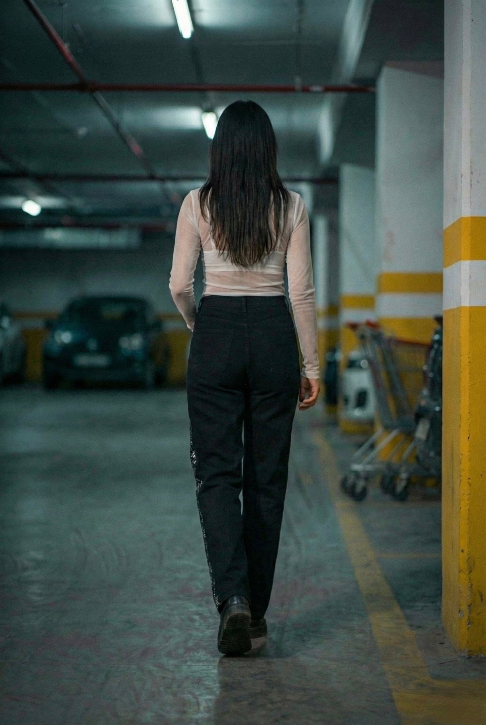 Black Wide-Leg Rhinestone Side Stripe Jeans | Premium Party Wear Fit