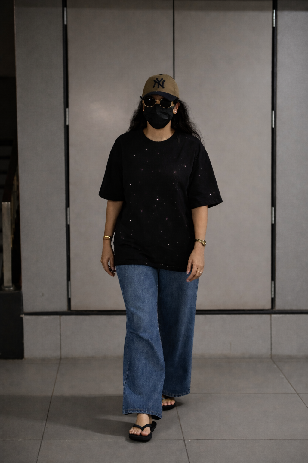 Midnight Rhinestone Unisex Oversized T-Shirt