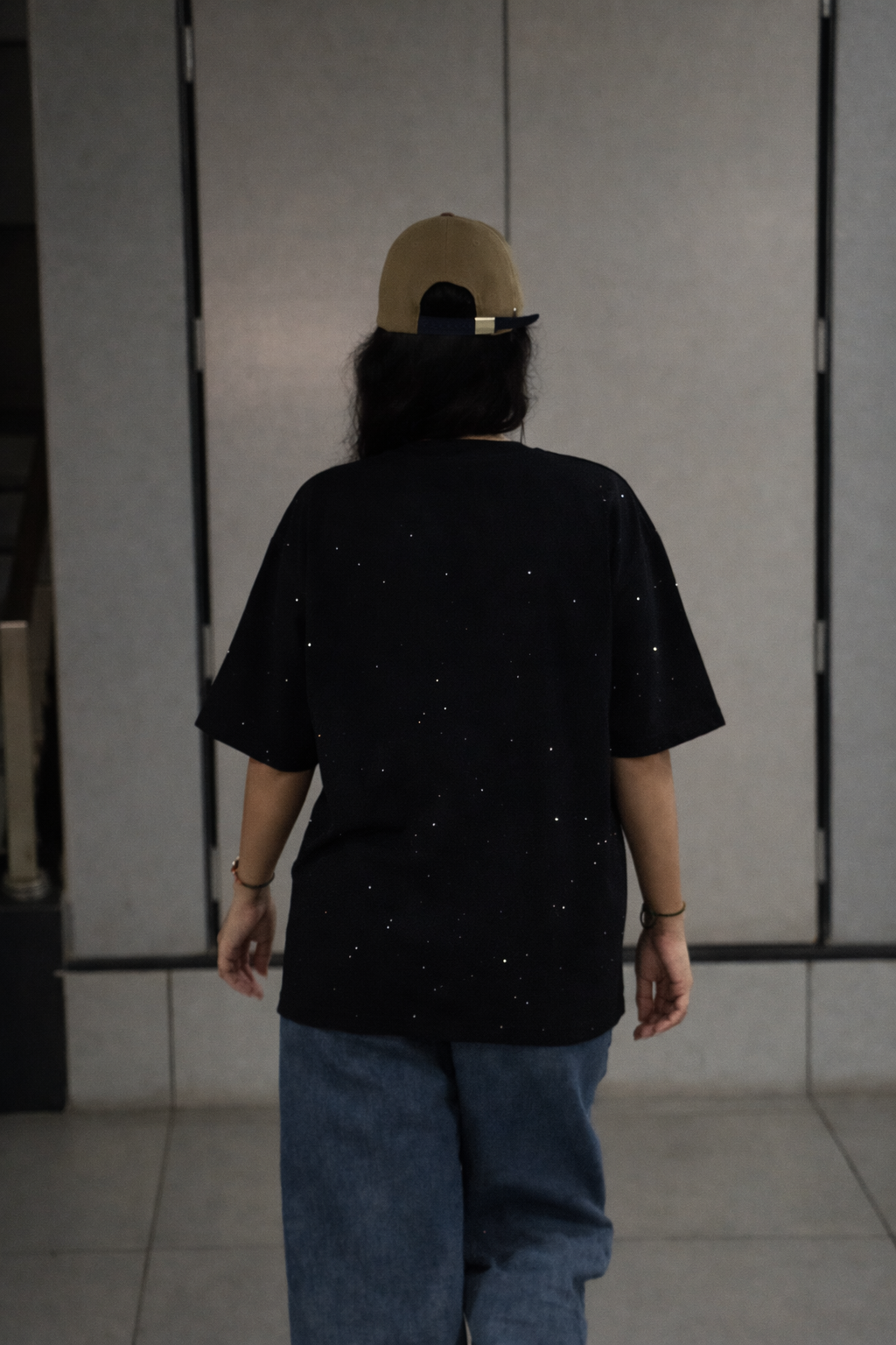 Midnight Rhinestone Unisex Oversized T-Shirt