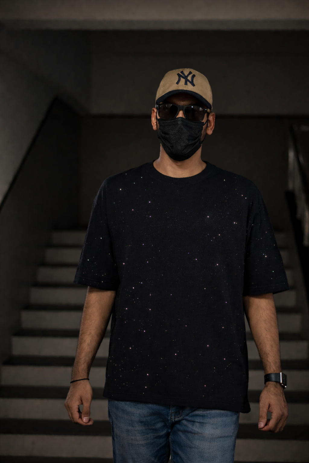 Midnight Rhinestone Unisex Oversized T-Shirt