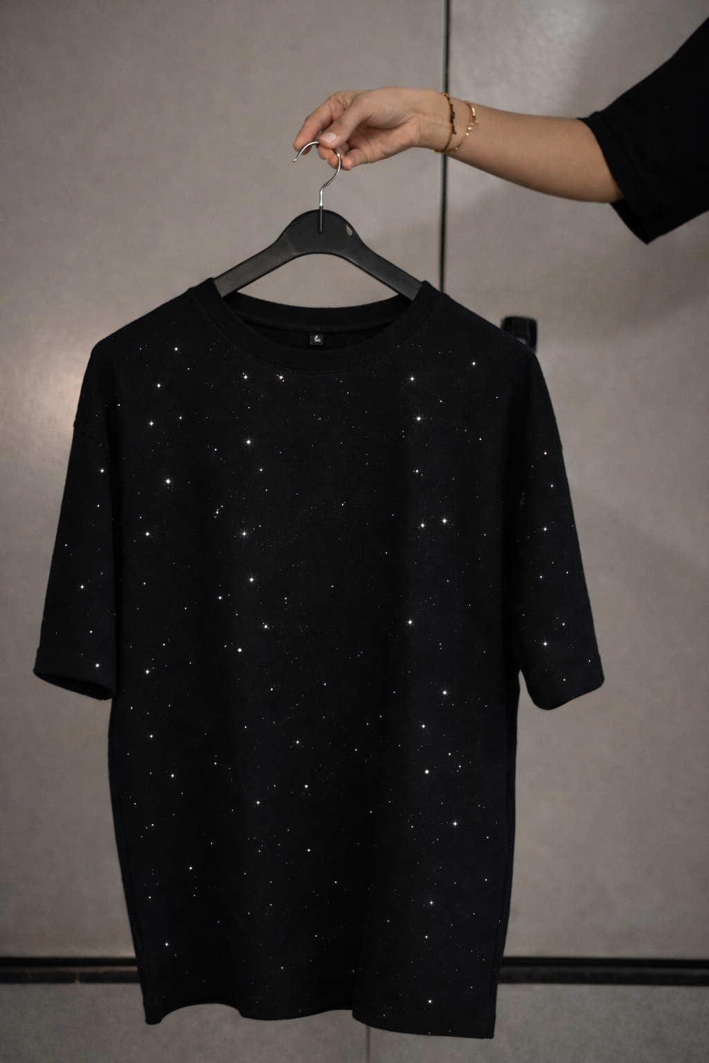 Midnight Rhinestone Unisex Oversized T-Shirt