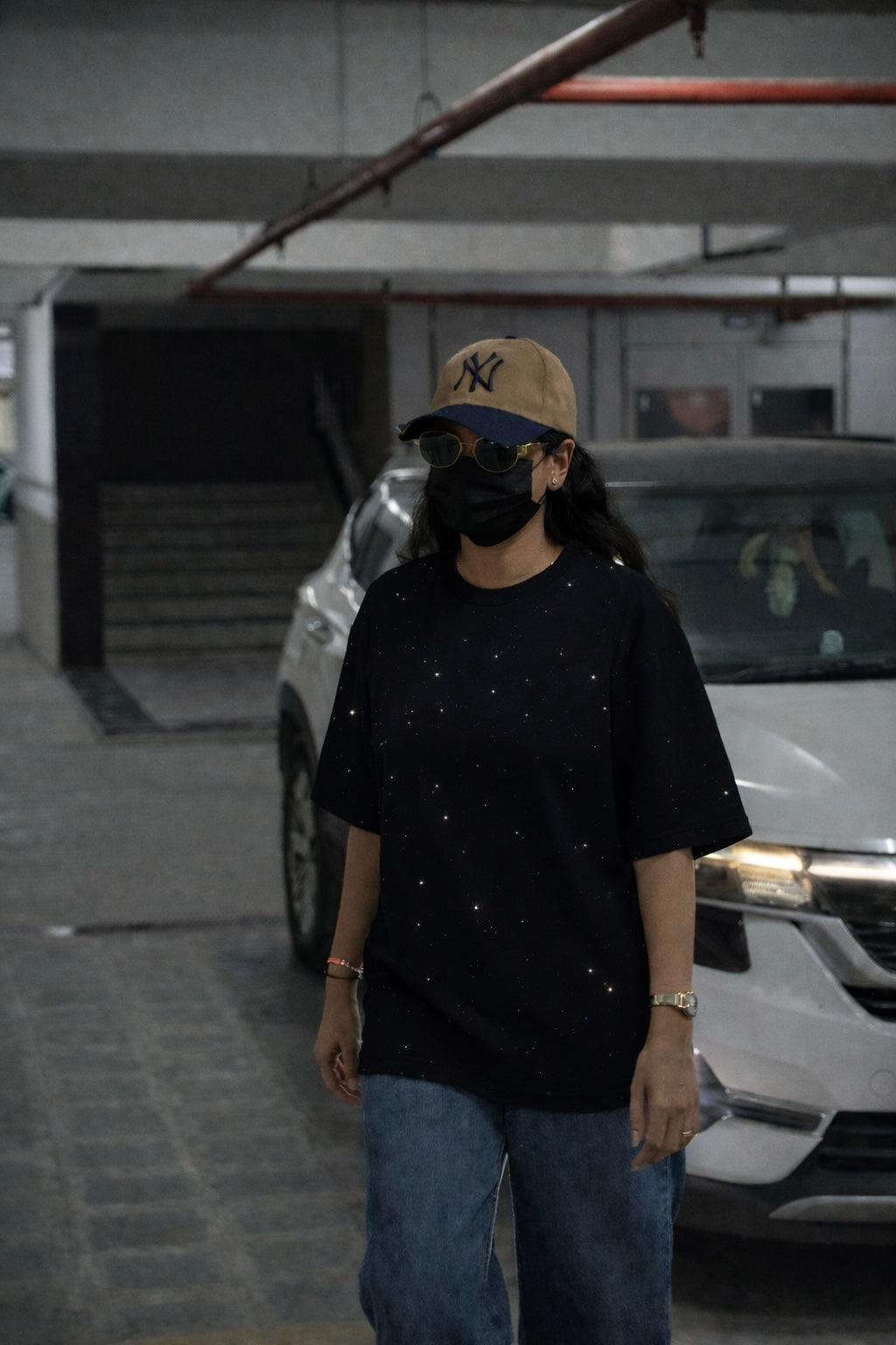 Midnight Rhinestone Unisex Oversized T-Shirt