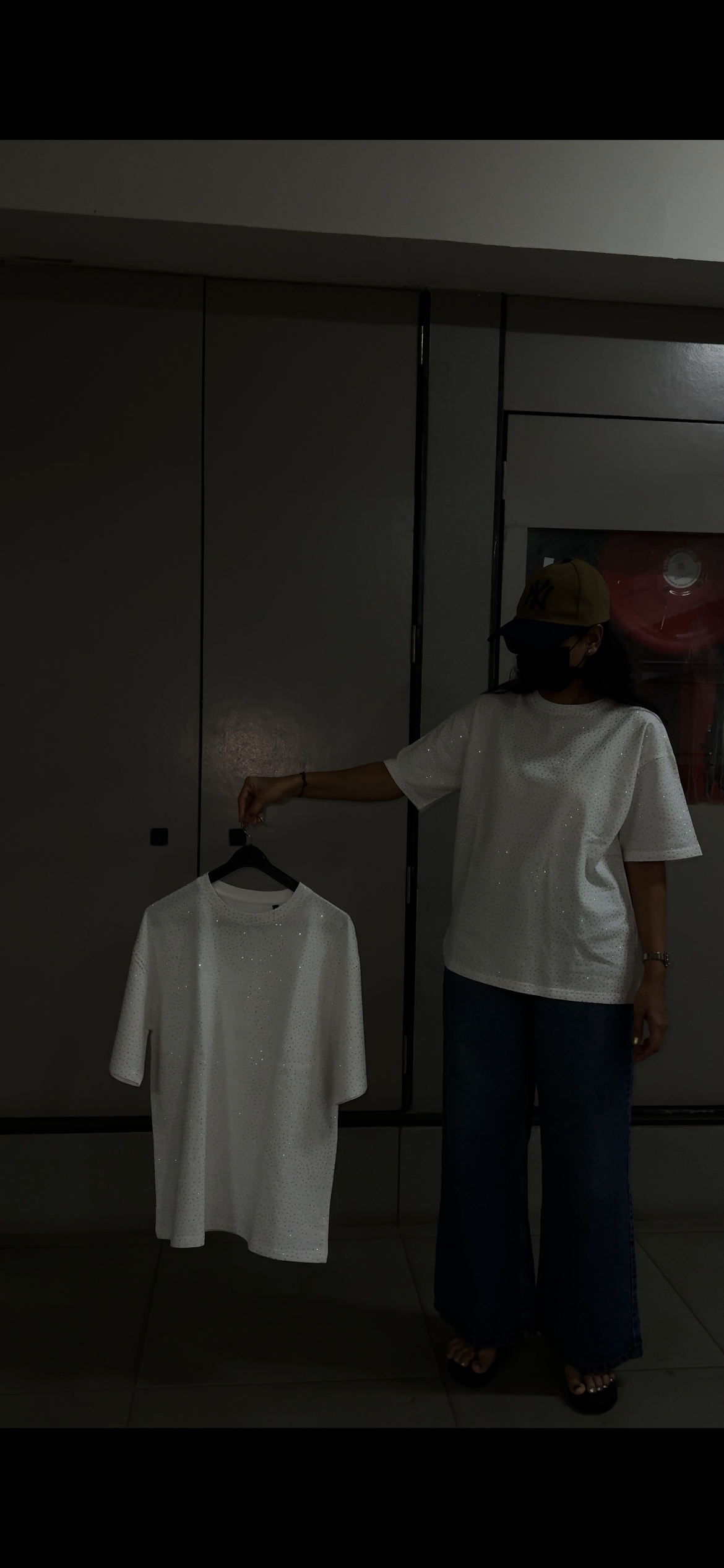 Stellar Spark – Premium Rhinestone Oversized White Unisex T-Shirt