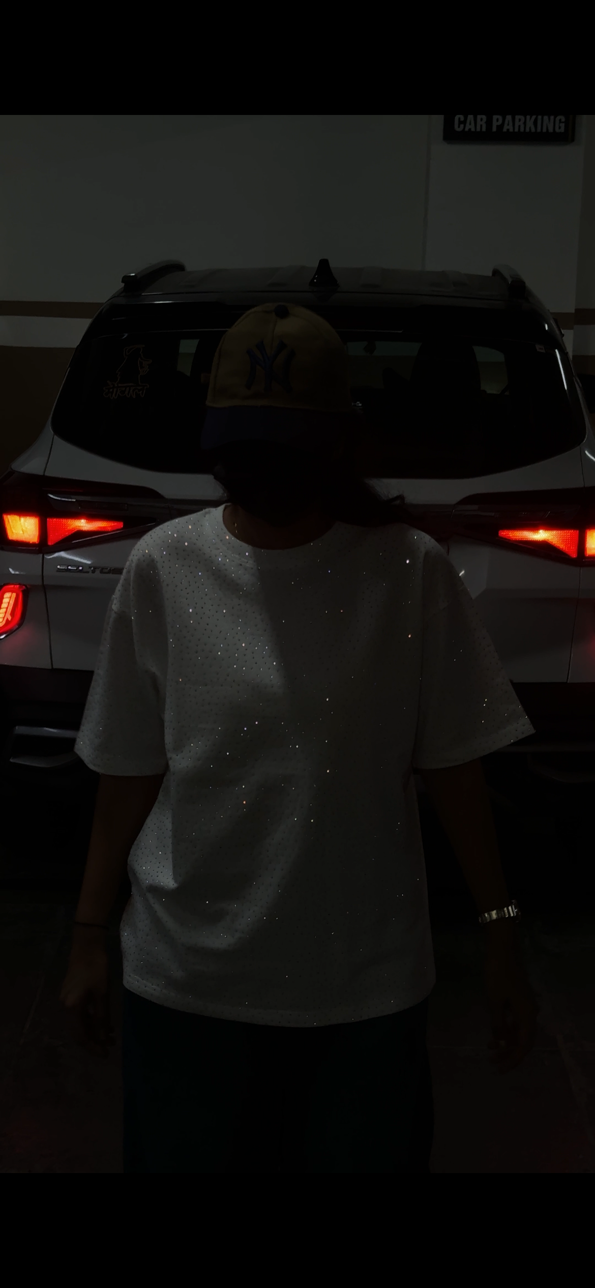 Stellar Spark – Premium Rhinestone Oversized White Unisex T-Shirt - Image 14