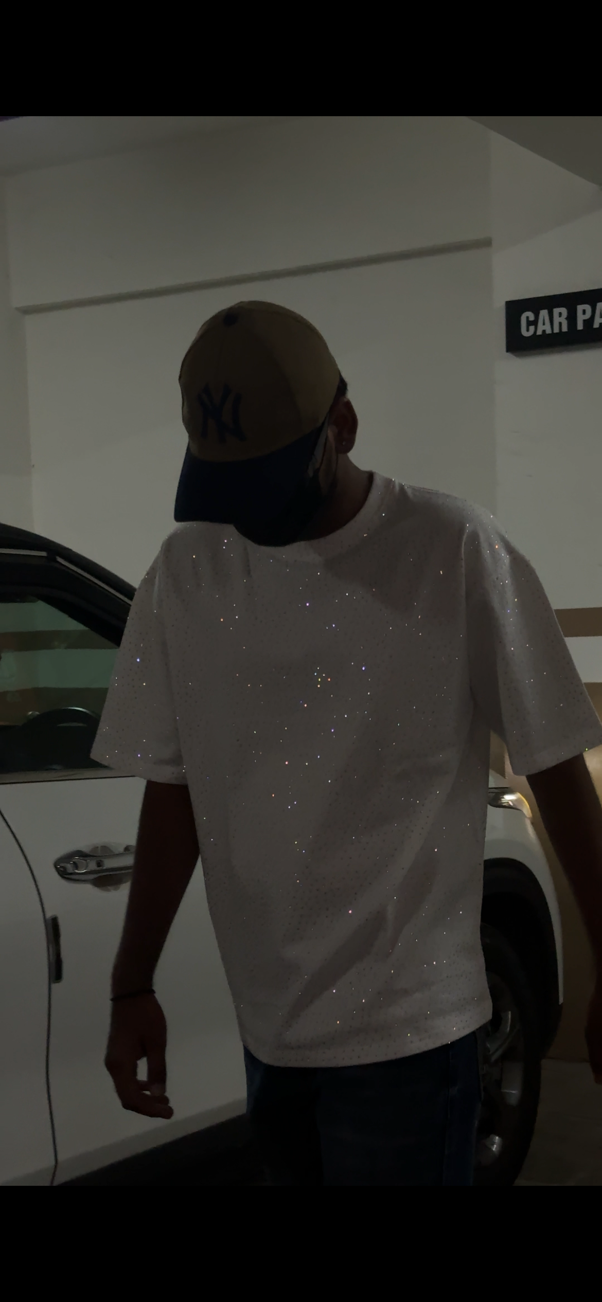Stellar Spark – Premium Rhinestone Oversized White Unisex T-Shirt - Image 12