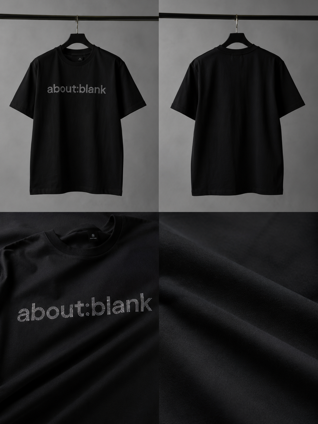 About:Blank Rhinestone Oversized Unisex T-Shirt – Black