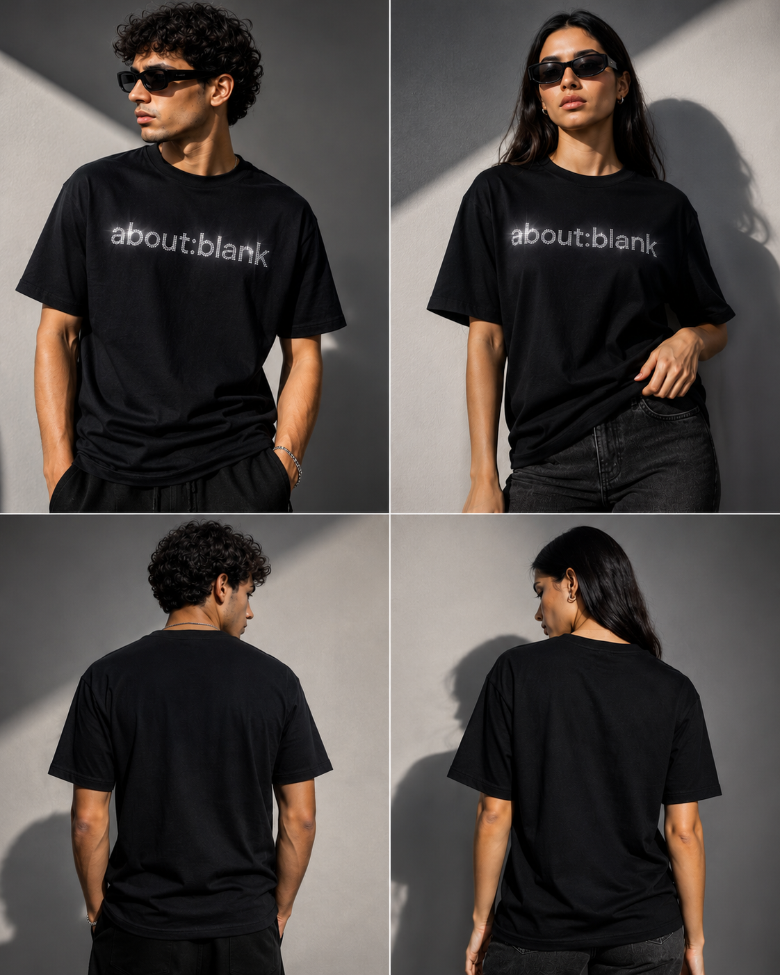 About:Blank Rhinestone Oversized Unisex T-Shirt – Black