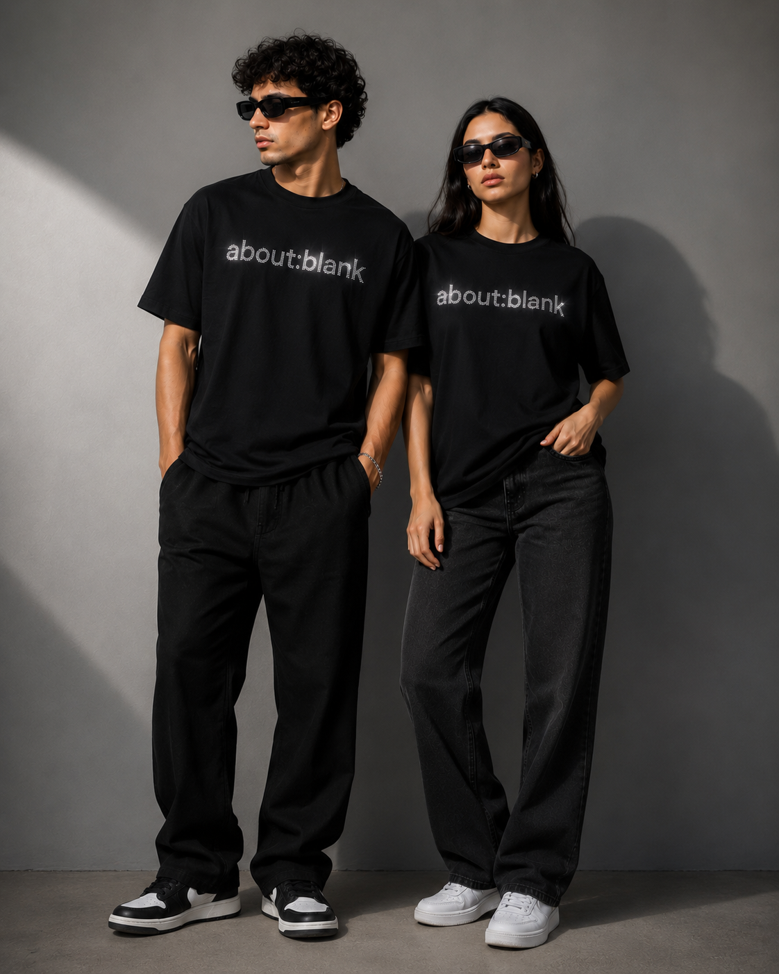 About:Blank Rhinestone Oversized Unisex T-Shirt – Black