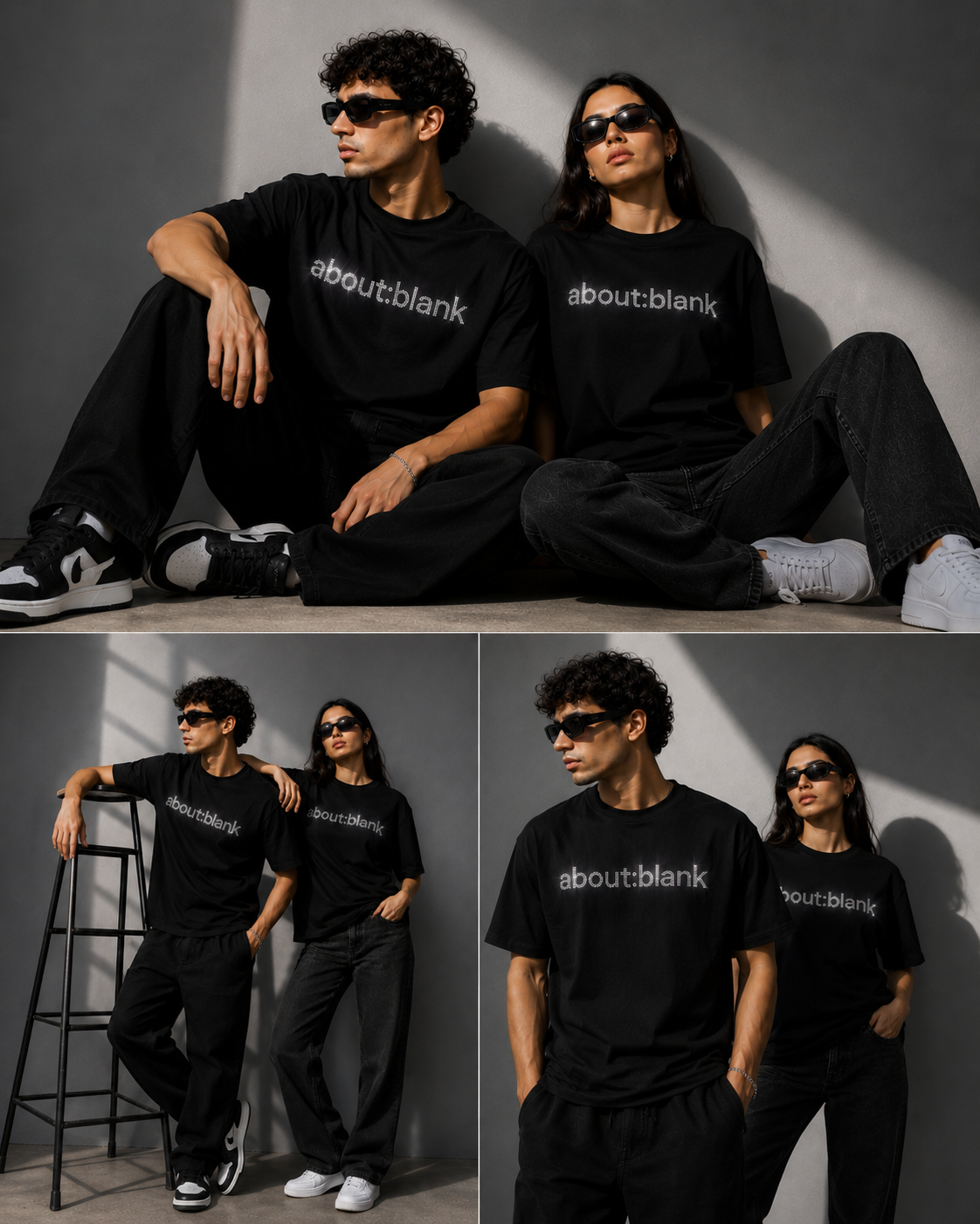 About:Blank Rhinestone Oversized Unisex T-Shirt – Black - Image 3