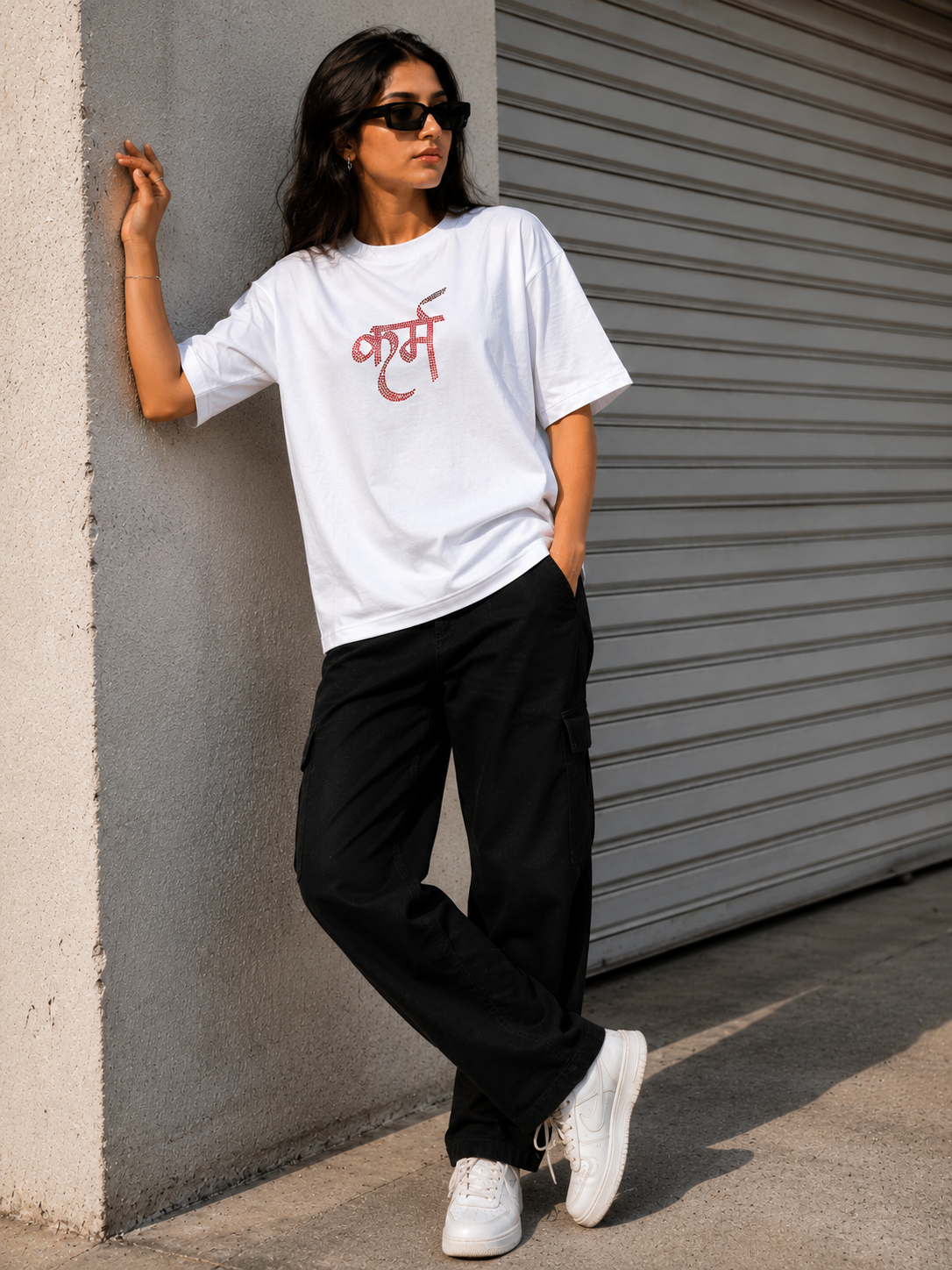 KARM Rhinestone Oversized Tee – White Edition - Image 6