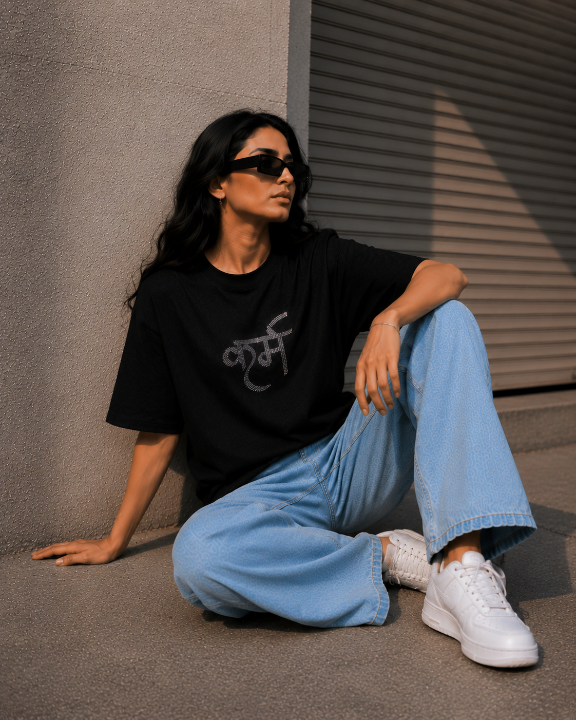 KARM Crystal Rhinestone Oversized Tee – Black Edition - Image 5