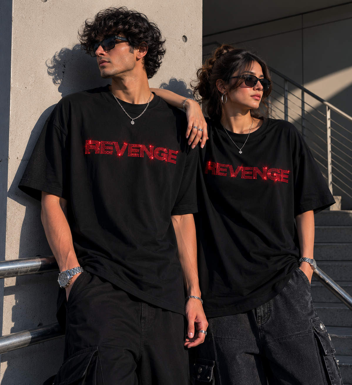 REVENGE - Rhinestone Oversized Unisex T-Shirt