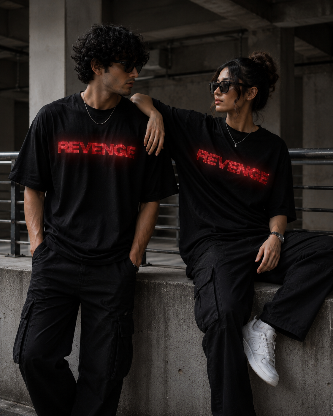 REVENGE - Rhinestone Oversized Unisex T-Shirt - Image 5