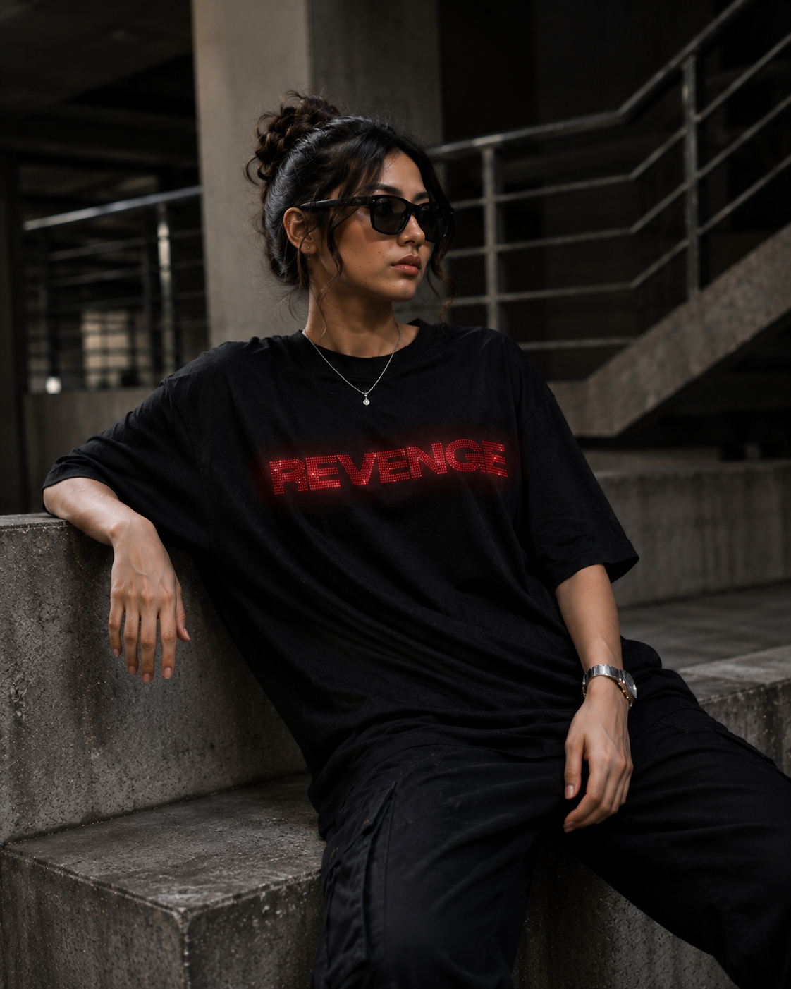 REVENGE - Rhinestone Oversized Unisex T-Shirt
