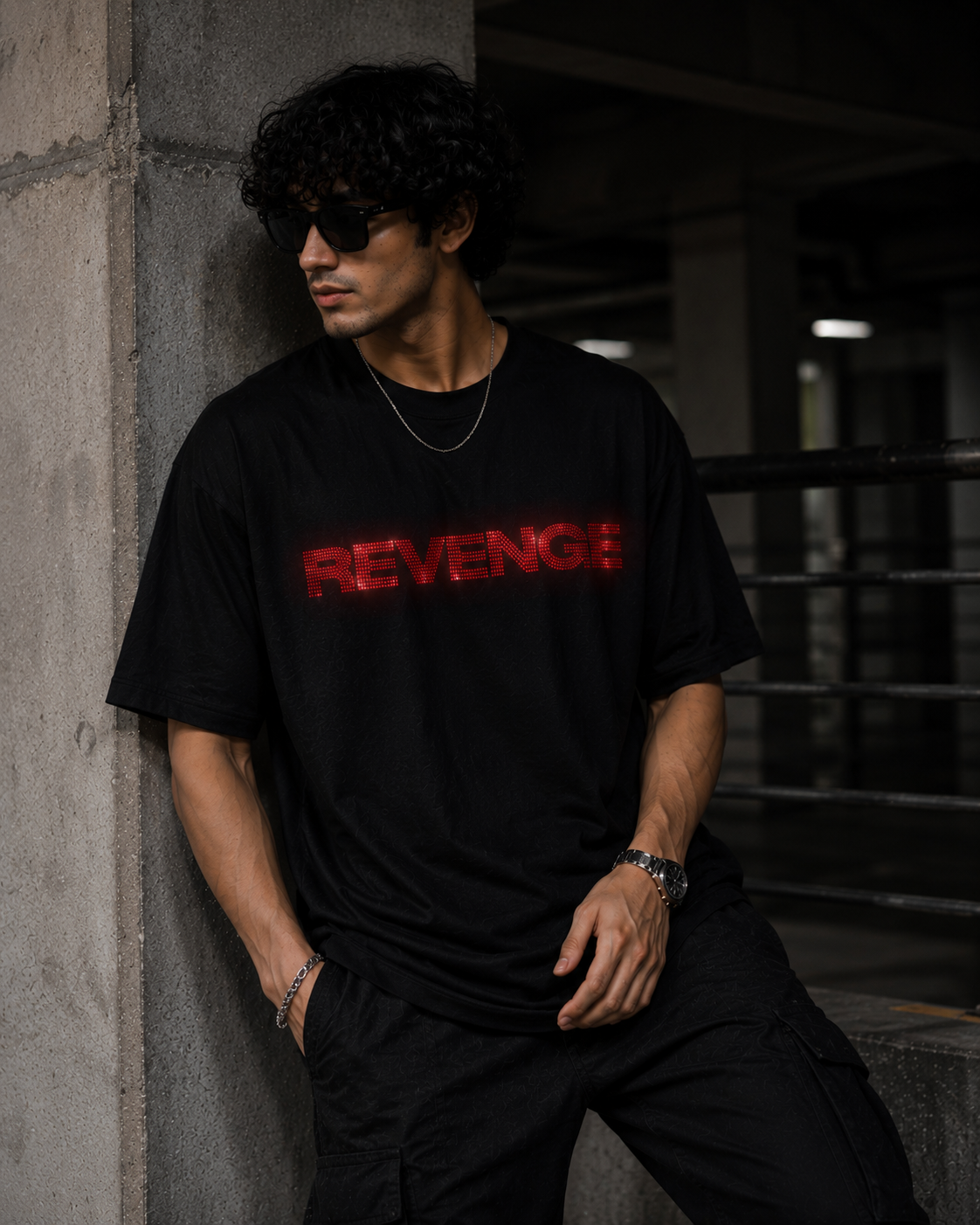 REVENGE - Rhinestone Oversized Unisex T-Shirt